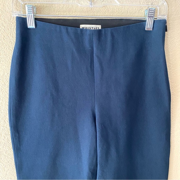 Whistles Ankle Length Stretchy Navy Trousers with Side Zip - Picture 4 of 11